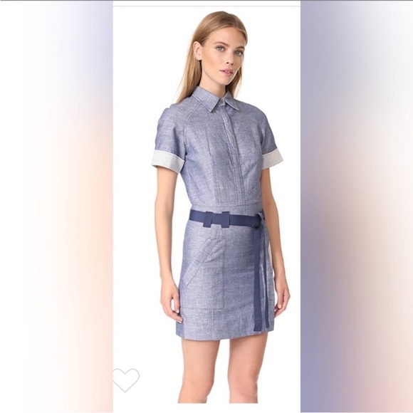 Grey by Jason Wu denims chambray dress 8 cotton linen pockets casual blue shirt - Picture 2 of 13